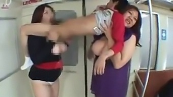 Two Voluptuous Japanese Ladies Engage In Hardcore Train Ride