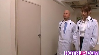 Japanese Nurse Arisa Ebihara Indulges In A Threesome With Doctors After Giving A Blowjob