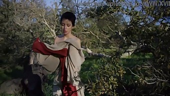 Young Woman Pleasures Herself While Playing The Role Of A Maid